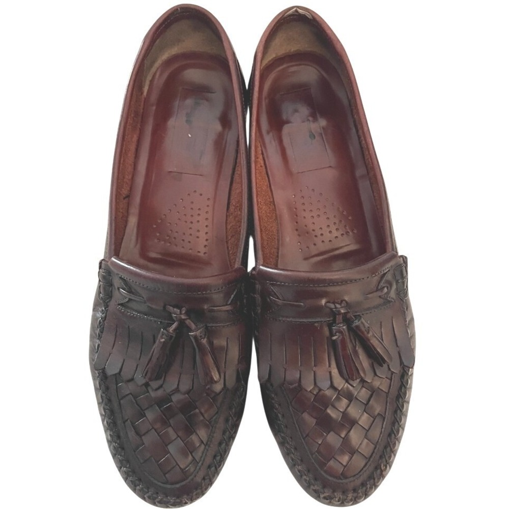 Vintage Mens Woven Kiltie Tassel Loafers Leather Made in Brazil 9 D Preppy